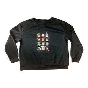 Festive Cats Xmas Sweatshirt Black 4XL